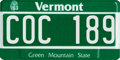 VT license plate COC189