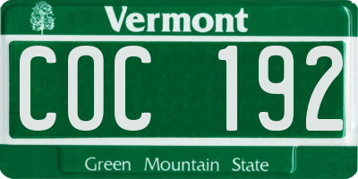 VT license plate COC192