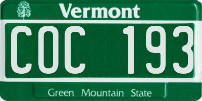 VT license plate COC193