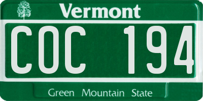 VT license plate COC194