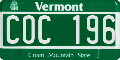 VT license plate COC196