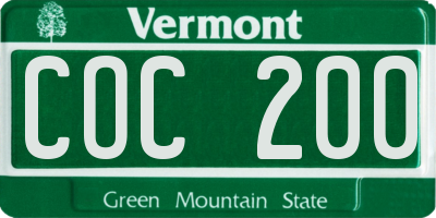 VT license plate COC200