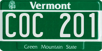 VT license plate COC201