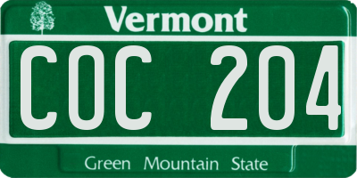 VT license plate COC204