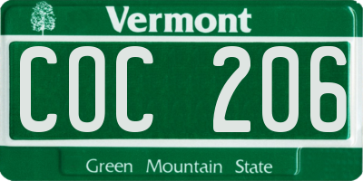 VT license plate COC206