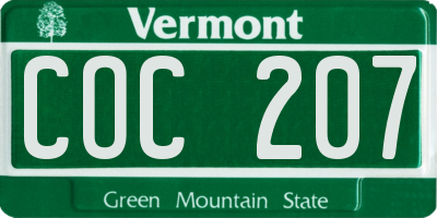 VT license plate COC207