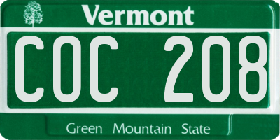 VT license plate COC208