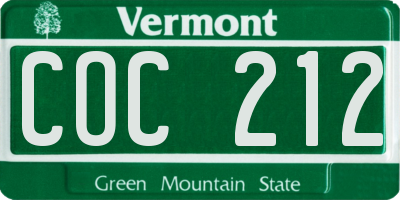 VT license plate COC212