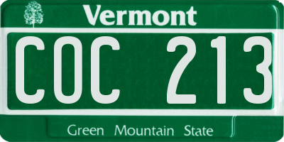 VT license plate COC213