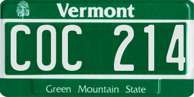 VT license plate COC214