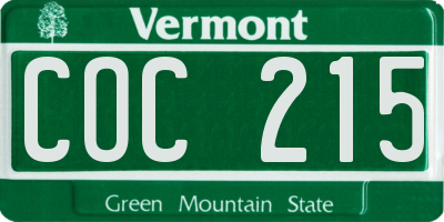 VT license plate COC215