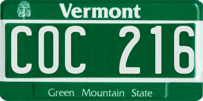 VT license plate COC216