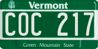 VT license plate COC217