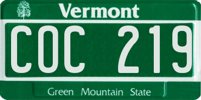 VT license plate COC219