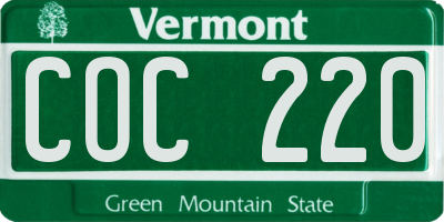 VT license plate COC220