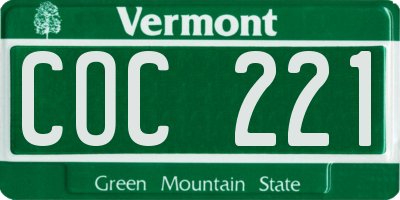 VT license plate COC221