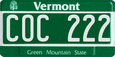 VT license plate COC222