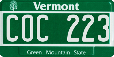 VT license plate COC223
