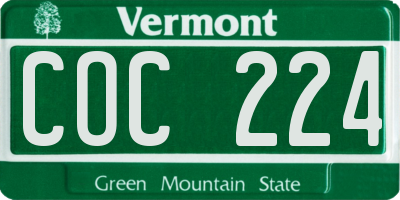 VT license plate COC224