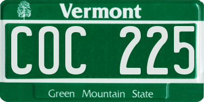 VT license plate COC225