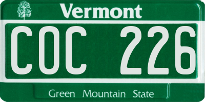 VT license plate COC226