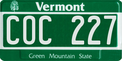 VT license plate COC227