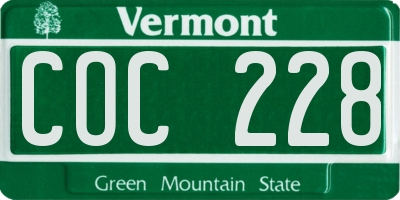 VT license plate COC228