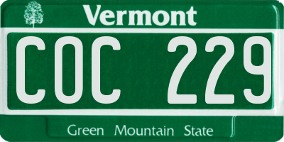 VT license plate COC229