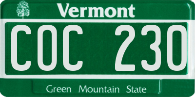 VT license plate COC230