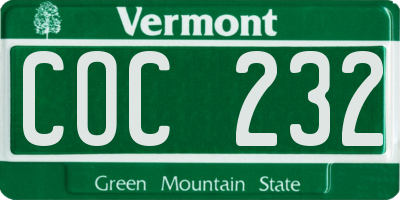 VT license plate COC232