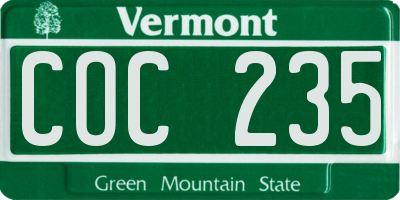 VT license plate COC235