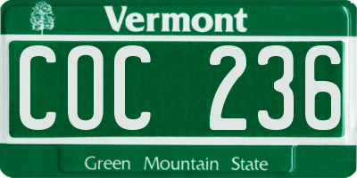 VT license plate COC236
