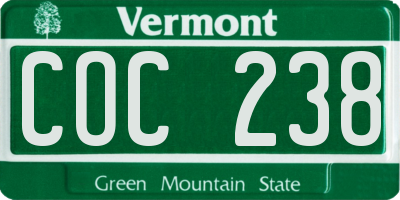 VT license plate COC238