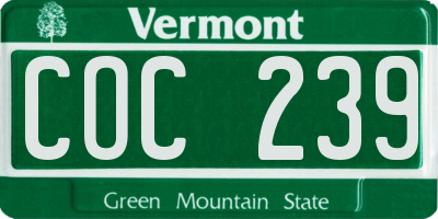 VT license plate COC239
