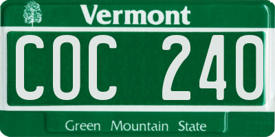 VT license plate COC240