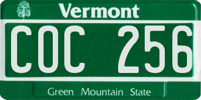 VT license plate COC256