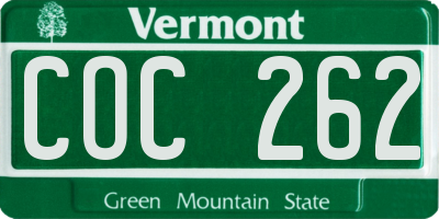VT license plate COC262