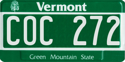 VT license plate COC272
