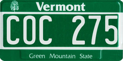 VT license plate COC275