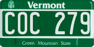 VT license plate COC279
