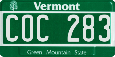 VT license plate COC283