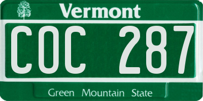 VT license plate COC287