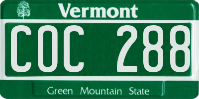 VT license plate COC288