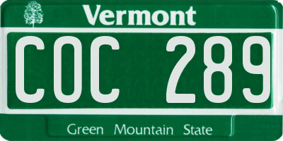 VT license plate COC289