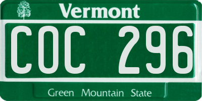 VT license plate COC296