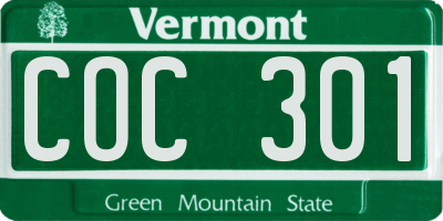VT license plate COC301