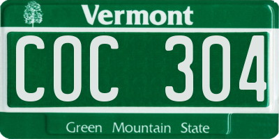 VT license plate COC304