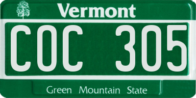 VT license plate COC305