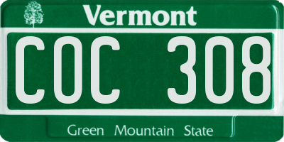 VT license plate COC308