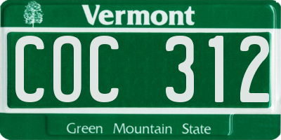 VT license plate COC312